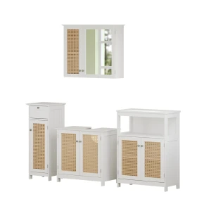 Set di mobili da bagno Rosario Bianco 4 pezzi, con armadio midi Vicco