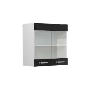 Universal overskab R-Line Sort højglans 60 cm med glasdøre Vicco