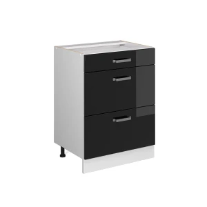 Universal underskab R-Line Sort højglans 60 cm med skuffer, uden bordplade Vicco