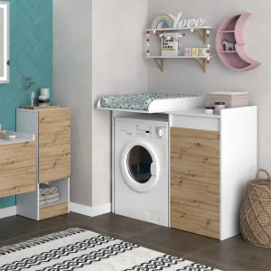 Waschmaschinenschrank Alf Weiß 116 x 98 cm mit 4 Schubladen livinity®