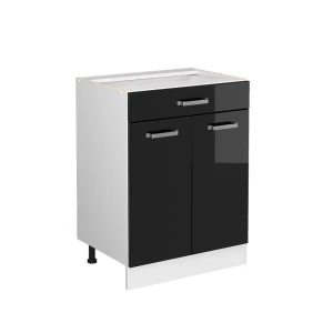 Universal underskab R-Line Sort højglans 60 cm med skuffer, uden bordplade Vicco