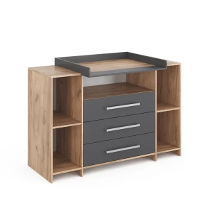 Bleskiftebord Oskar Antracit/Sonoma 143 x 100 cm XL med skuffer Vicco