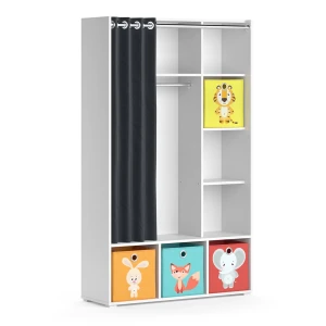 Kinderkleiderschrank Luigi Weiß 105.8 x 178.1 cm Mit Faltboxen (bunt) Vicco