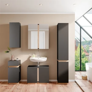 Midischrank Gloria Anthrazit 33 x 75.5 cm mit Tür und Schublade livinity®