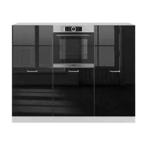 Einbauküche  R-Line Schwarz Hochglanz/Weiß 180 cm ohne Arbeitsplatte Vicco