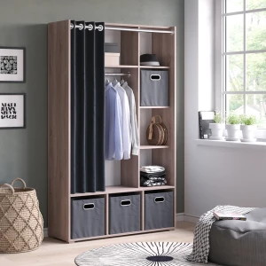 Kleiderschrank Luigi Sonoma 38 x 178.1 cm mit Vorhang-Kleiderstange livinity®