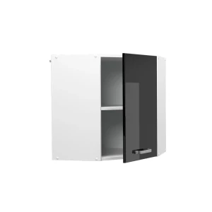 Eckhängeschrank R-Line Schwarz Hochglanz 57 cm livinity®