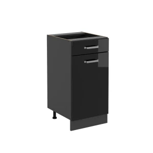Mobiletto base per cucina R-Line Nero lucido 40 cm senza piano di lavoro Vicco