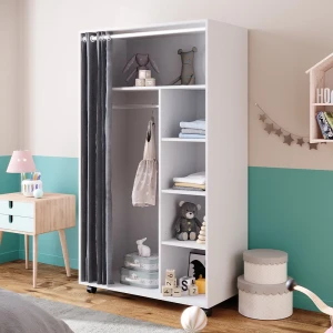 Kleiderschrank Doros Weiß 100 x 168 cm mit Rollen livinity®