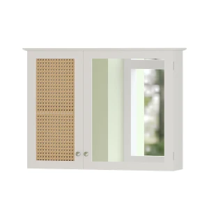Badeværelsesskab med spejl Rosario Hvid 68 x 49 cm med 2 døre Vicco