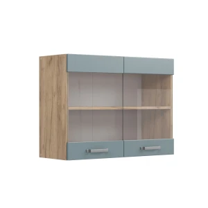 Køkkenskab med glas R-Line Blågrå 80 cm Vicco