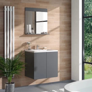 Badezimmerspiegel Izan Grau 60 x 62 cm livinity®