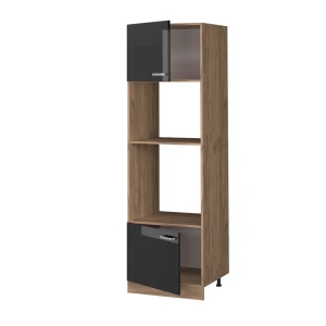 Mikrowellenschrank R-Line Schwarz Hochglanz 60 cm livinity®