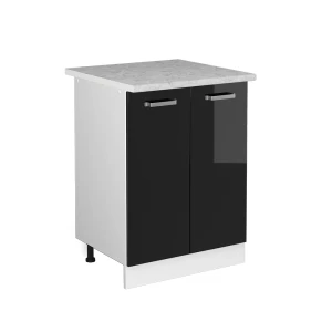 Universal underskab R-Line Sort højglans 60 cm med låger, med bordplade Vicco