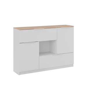 Aparador Betti Blanco/Sonoma 120 x 83.6 cm 2x puerta, 2x cajón y 1x compartimento abierto Vicco