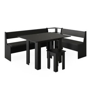 Hjørnebænksgruppe Roman Sort 210 x 150 cm med bord Vicco