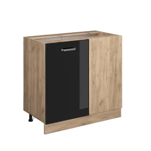 Eckunterschrank R-Line Schwarz Hochglanz 86 cm ohne Arbeitsplatte Vicco