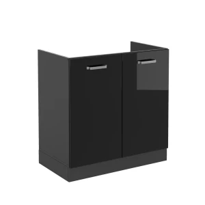 Spülenunterschrank R-Line Schwarz Hochglanz 80 cm ohne Arbeitsplatte Vicco