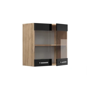 Küchenglasschrank R-Line Schwarz Hochglanz 60 cm livinity®