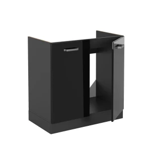 Spülenunterschrank R-Line Schwarz Hochglanz 80 cm ohne Arbeitsplatte livinity®
