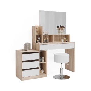 Schminktisch Anja Weiß/Sonoma 139.8 cm mit Hocker Vicco