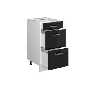 Küchenunterschrank R-Line Schwarz Hochglanz 40 cm mit Schubladen, ohne Arbeitsplatte livinity®