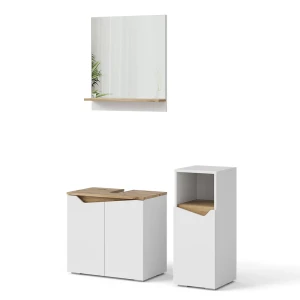 Meubles bain Marelle Blanc 3 pièces, avec armoire centrale Vicco