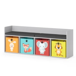 Kindersitzbank Luigi Weiß 142.4 x 53.4 cm 4 Fächer, mit Faltboxen bunt Vicco