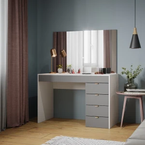 Schminktisch Elise Weiß/Grau/Grau 115 cm mit Spiegel Vicco