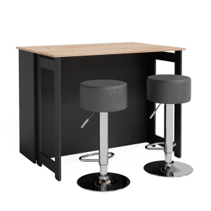 Barbordsæt Dominic Guld power eg/antracit 116 x 37 cm med 2 barstole Vicco