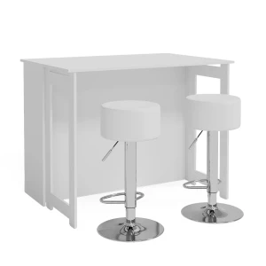 Barbordssæt Dominic Hvid 116 x 37 cm med 2 barstole Vicco