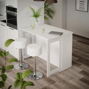 Bartisch-Set Dominic Weiß 116 x 37 cm mit 2 Barhockern livinity®