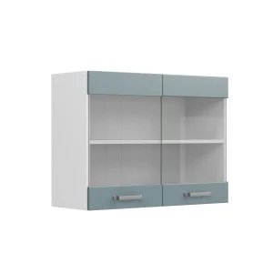 Køkkenskab med glas R-Line Blågrå 80 cm Vicco