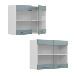 Küchenglasschrank R-Line Blau-Grau 80 cm livinity®