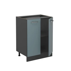 Küchenunterschrank R-Line Blau-Grau 60 cm ohne Arbeitsplatte livinity®
