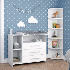 Kinderzimmer-Set Oskar Weiß 2 Teile, mit Wickelkommode und Spielzeugregal livinity®