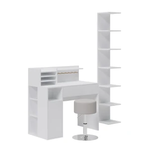 Skrivebord  Hvid 3 dele, med bogreol og skammel Vicco
