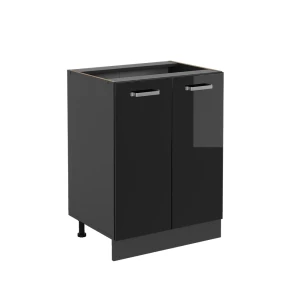 Meuble bas de cuisine R-Line Noir Haute brillance 60cm sans PT Vicco