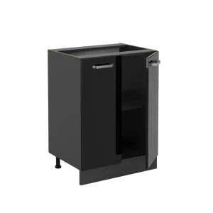 Küchenunterschrank R-Line Schwarz Hochglanz 60 cm ohne Arbeitsplatte livinity®