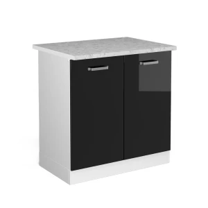 Vaskeskab R-Line Sort højglans 80 cm med bordplade Vicco