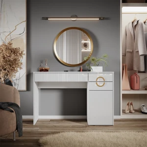 Schminktisch Adela Weiß 115 cm mit 3 Schubladen livinity®