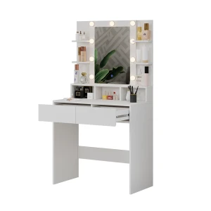 Makeupbord Taylor Hvid 80 cm med LED-belysning Vicco