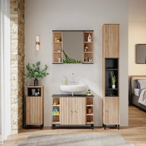 Badmöbel-Set Aquis Sonoma 4 Teile livinity®