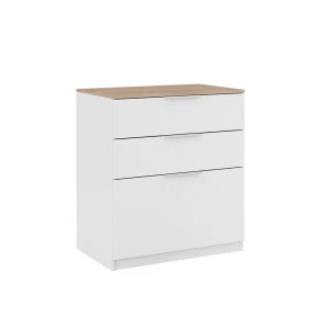 Sidebord Betti Hvid/Sonoma 50 x 90 cm med 3 skuffer Vicco
