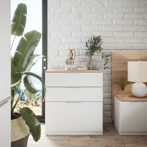 Kommode Betti Weiß/Sonoma 50 x 90 cm mit 3 Schubladen livinity®