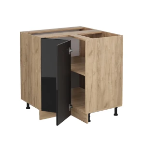 Eckunterschrank R-Line Schwarz Hochglanz 75.6 cm ohne Arbeitsplatte livinity®
