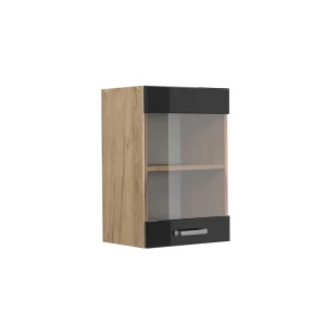 Küchenglasschrank R-Line Schwarz Hochglanz 40 cm Vicco