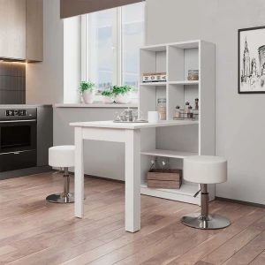 Esstisch Gael Weiß 70 x 122 cm mit 6 Fächern livinity®