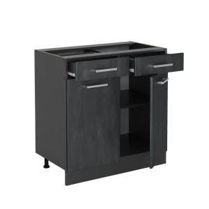 Küchenunterschrank R-Line Schwarz Beton 80 cm ohne Arbeitsplatte livinity®