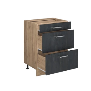Küchenunterschrank R-Line Schwarz Beton 60 cm ohne Arbeitsplatte livinity®